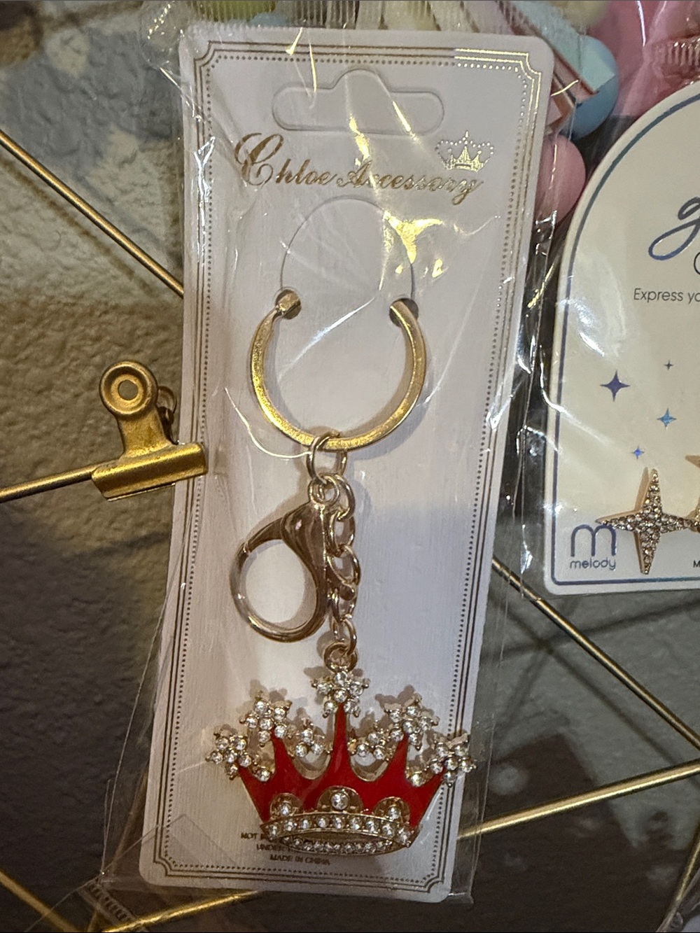 Unlisted Red and Gold Crown Key & Card Holder